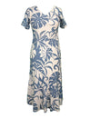 Makena Tea Length V-Neck Cap Sleeves Dress Ocean Blue RJC