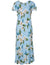 Plumeria Sky Maxi Hawaiian Dress Cap Sleeves