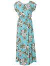 Classic Orchids Full Length Dress Cap Sleeves Aqua KY