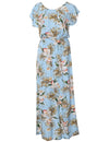 Classic Orchids Full Length Dress Cap Sleeves Sky Blue KY