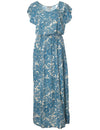 Kohala Forest Full Length Dress Cap Sleeves Navy KY