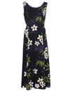 Maxi Hawaiian Dress Plumeria Rain Black Royal Creations