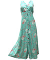 Maxi Long Cocktail Hawaiian Dress Pineapples Bamboo Aqua Paradise Found