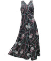 Maxi Long Cocktail Hawaiian Dress Pineapples Bamboo Black Paradise Found