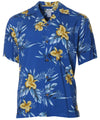 Men Aloha Blue Shirt in Rayon Okalani Blue Two Palms