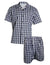 Navy Palaka Cabana Set for Men Aloha Shirt and Shorts Navy