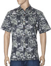 Iolani Palace Button-Up Dress Aloha Shirt Charcoal Royal Creations