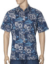 Iolani Palace Button-Up Dress Aloha Shirt Navy Royal Creations