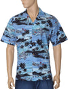 Men's Hawaiian Shirt Airplanes Diamond Head Blue KY