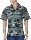 Men's Hawaiian Shirt Airplanes Diamond Head Green KY