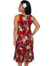 Midi Sleeveless Red Hawaiian Dress Okalani Red