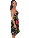 Hawaiian Dress Midi Slip Black Okalani