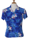 Midnight Orchid Hawaiian Fitted Blouse Blue Two Palms