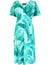 Monstera Paradise Knee Length Dress with flutter Sleeves Aqua RJC