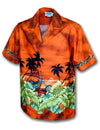 Motorcycle Tropics Aloha Shirt Rust Pacific Legends