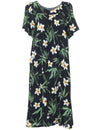 Muumuu Dress Hawaiian Bamboo Black Two Palms