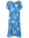 Muumuu Dress Hawaiian Bamboo Blue Two Palms