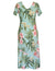 Nalani Long Rayon Hawaiian Dress Maxi V-Neck Tea Length Aqua RJC