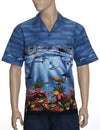 Ocean Dolphins Adventures Hawaiian Border Shirt Navy KY