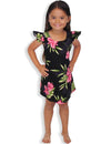 Okalani Rayon Island Dress for Girls Black Two Palms