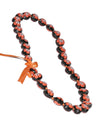 Orange Hand Painted Flower Polished Kukui Nut Candlenut Lei Orange