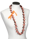 Orange Hand Painted Flower Polished Kukui Nut Candlenut Lei