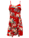 Orchid Ginger Short Hawaiian Dress with Spaghetti Straps Red Paradise Found