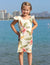 Orchid Pua Girls Hawaiian Sundress Beige Two Palms