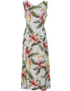 Orchid Pua Long Hawaiian Dress Tie-Back Beige Two Palms