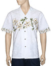 Orchids Chest Border Hawaiian White Shirt - ShakaTime