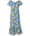 Paina Aloha Long Muumuu Dress Relaxed Fit Sky Blue KY