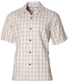 Khaki Classic Hawaiian Paniolo Palaka Plaid Shirt for Men Khaki