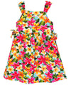 Plumeria Bunch Girls Dress with Side Ties Aqua RJC