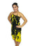 Black-Yellow Sarong Beach Cover Up Plumeria