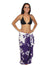 Sarong Pareo Cover Up Island Plumeria Flowers White-Purple White-Purple