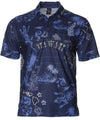 Men's Polo Shirt Hawaiian Island Tribal Gecko Navy Shaka Time Hawaii