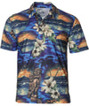 Men's Polo Shirt Island Tiki Navy Shaka Time Hawaii