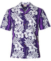 Poly Cotton Hawaiian Shirt Ilima Panel Leis Purple Royal Creations