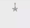 Sterling Silver Polished White Crystal Starfish Pendant