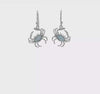 Sterling Silver Polished Larimar Crab Dangle Shepherd Hook Earrings