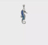 Sterling Silver Polished Blue Crystal Seahorse Pendant