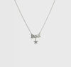 Sterling Silver Polished Crystal Starfish Beach 16 inch with a 2 inch extension Necklace