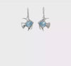 Sterling Silver Polished Blue Crystal Angel Fish Dangle Earrings