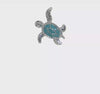 Sterling Silver Polished Blue Crystal Turtle Chain Slide