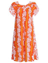 Pull Over Muumuu Dress Ilima Panel Leis Orange Royal Creations