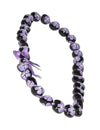 Purple Hand Painted Flower Polished Kukui Nut Candlenut Hawaii Lei Purple