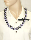 Purple Hand Painted Flower Polished Kukui Nut Candlenut Hawaii Lei