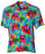 Rayon Aloha Shirt Hibiscus Watercolor Blue Two Palms