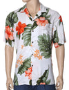 Rayon Hawaiian Shirt Waipio Hibiscus White KY