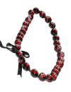 Red Hand Painted Flower Polished Kukui Nut Candlenut Lei Red